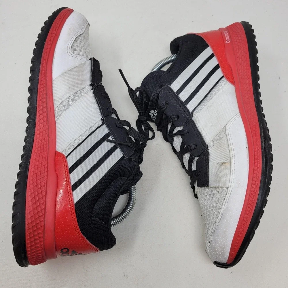 Adidas Bounce Shoes Mens Size 8.5 White Black Red Running Athletic Sneakers
